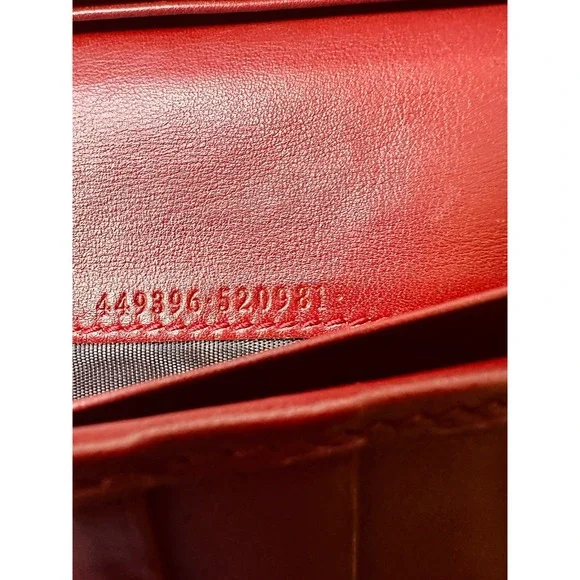 Auth Gucci Wallet Micro Guccissima Continental Flap Leather Wallet 449396 Red - Picture 8 of 16